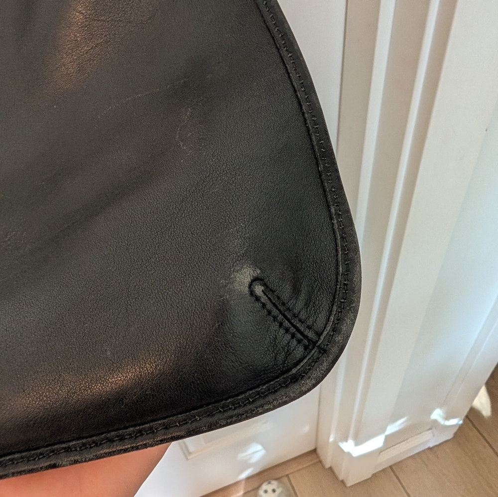 Coach Vintage Hippie Flap Saddle Soft Black Leather Large Crossbody Bag 9134 - Picture 12 of 14